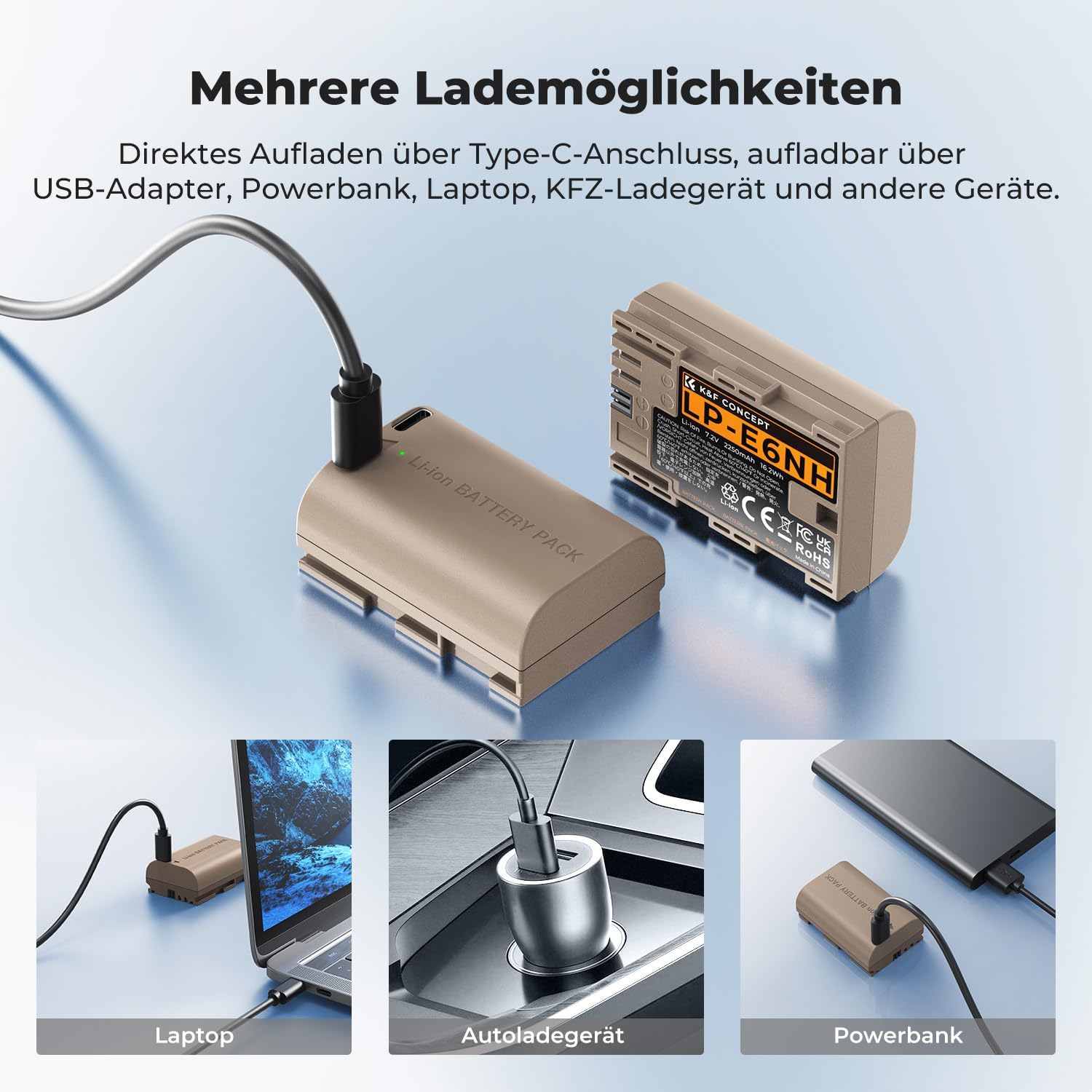 باتری دوربین کانن K&F CONCEPT LP-E6NH 3 باتری دوربین کانن K&F CONCEPT LP-E6NH - Image 3