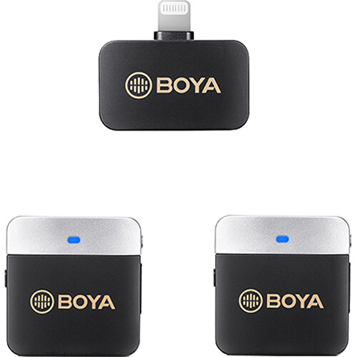 BOYA-BY-M1V6-2-Person-Wireless-Microphone-System-with-Lightning-Connector-for-iOS-Devices-01 میکروفون بویا مدل BOYA BY-M1V6 2-Person Wireless Microphone System with Lightning Connector for iOS Devices - Image 1