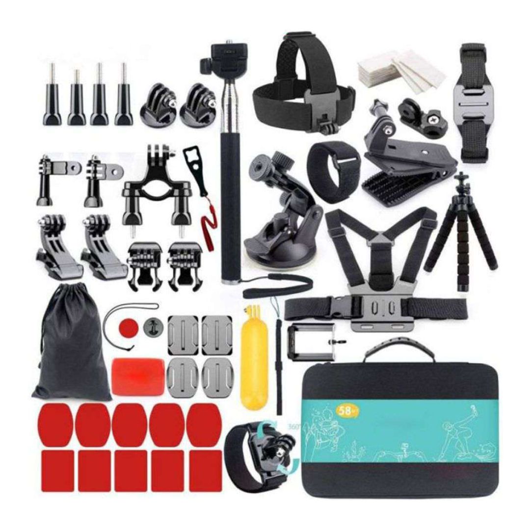 GoPro-58-piece-action-camera-kit کیت دوربین اکشن گوپرو ۵۸ تیکه GoPro 58-piece action camera kit - Image 1