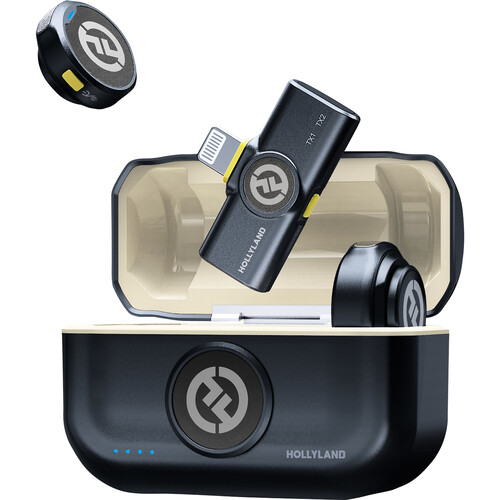 Hollyland-LARK-M2-DUO-2-Person-Wireless-Microphone-System-with-Lightning-Connector-2.4-GHz-Shine-Charcoal-01 میکروفون بیسیم هالی لند Hollyland LARK M2 DUO 2-Person Wireless Microphone System with Lightning Connector (2.4 GHz, Shine Charcoal) - Image 1
