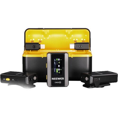 Neewer-CM28-2-Person-Wireless-Microphone-System-for-Cameras-and-Mobile-Devices-2.4-GHz-01 میکروفون نیور مدل Neewer CM28 2-Person Wireless Microphone - Image 1