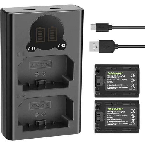 Neewer-NP-FZ100-01 شارژر و باتری دوربین Neewer Dual USB Battery Charger with LED Display and 2 NP-FZ100 Batteries - Image 1