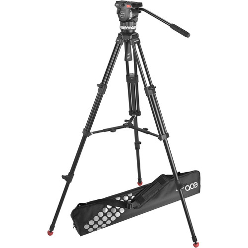Sachtler-Ace-M-Fluid-Head-with-2-Stage-Aluminum-Tripod-Mid-Level-Spreader-001 سه پایه ساچلر Sachtler Ace M Fluid Head with 2-Stage Aluminum Tripod & Mid-Level Spreader - Image 1