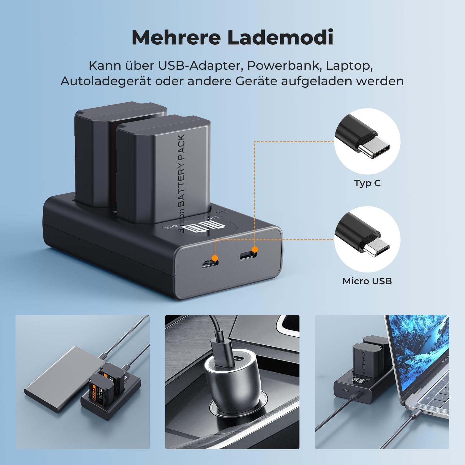 کیت باتری و شارژر K&F CONCEPT NP-FZ100 ظرفیت 2600mAh مخصوص دوربینهای سونی 3 کیت باتری و شارژر K&F CONCEPT NP-FZ100 ظرفیت 2600mAh مخصوص دوربینهای سونی - Image 3