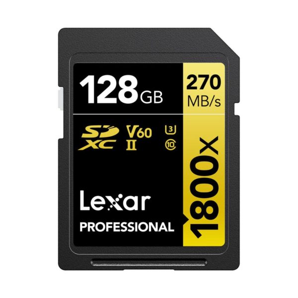 Lexar 128GB Professional 1800x UHS II SDXC Memory Card GOLD Series 01