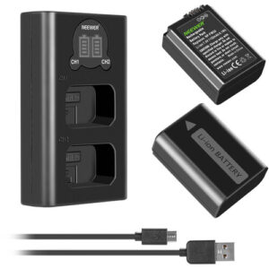 Neewer Dual Battery Charger NP FW50 Batteries Kit 1100mAh 03