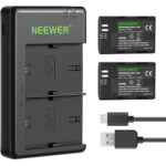 Neewer Two 2250mAh LP E6NH Batteries Dual USB Charger Kit 01