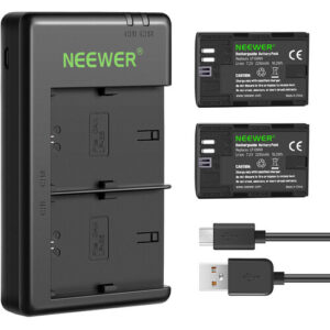 Neewer Two 2250mAh LP E6NH Batteries Dual USB Charger Kit 01