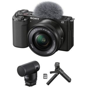 Sony ZV E10 Mirrorless Camera with 16 50mm Lens and Content Creator Kit Black